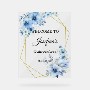 Bienvenue Quinceanera florale bleu jaune