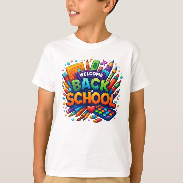 Bienvenue Retour à la T-shirt Fournitures scolaire (Devant)