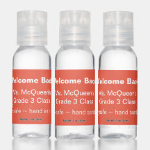 Bienvenue Retour Orange Classroom Sanitizer à main