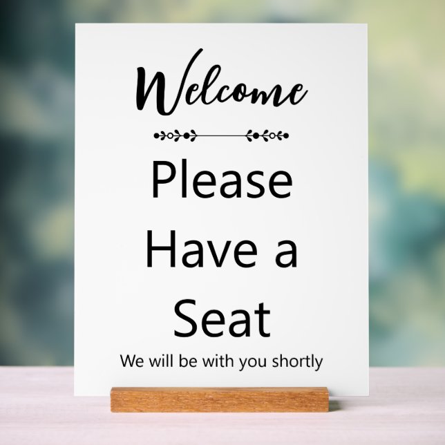 Bienvenue (Script) Veuillez vous asseoir Blanc (Neutre)