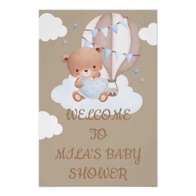 BIENVENUE SIGNE DE BABY SHOWER AVEC UN PETIT OURS  (Devant)