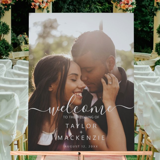 Bienvenue sur la photo personnalisée du mariage (Welcome to the wedding personalized photo acrylic sign
from Ricaso. 
Add your own photo & text)