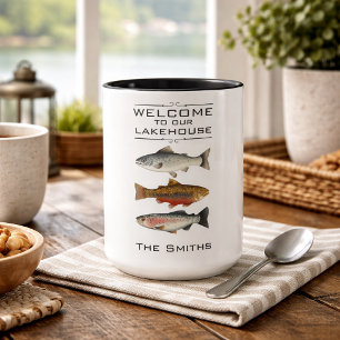 Bienvenue sur notre mug à café Lakehouse Fish
