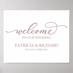 Bienvenue Sur Notre Poster Mariage Rose Gold Scrip