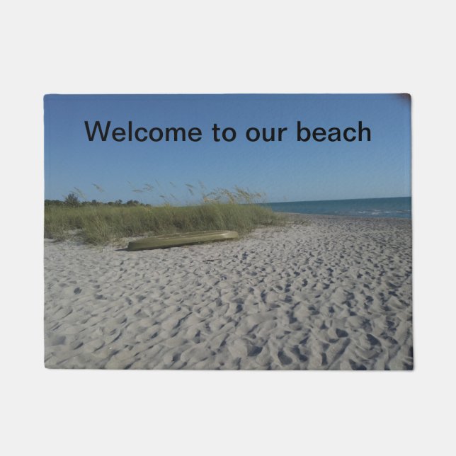 Bienvenue sur notre tapis de porte de plage (Devant)