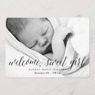 Bienvenue Sweet Girl Faire-part de naissance pho