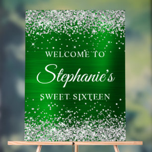 Bienvenue Sweet Sixteen Pailleté Argent et Feuille