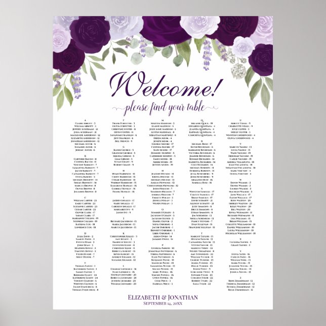 Bienvenue ! Tableau alphabétique Rose pourpre (Devant)