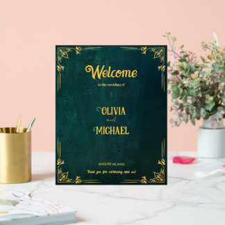 Bienvenue Vert Foncé Vintage