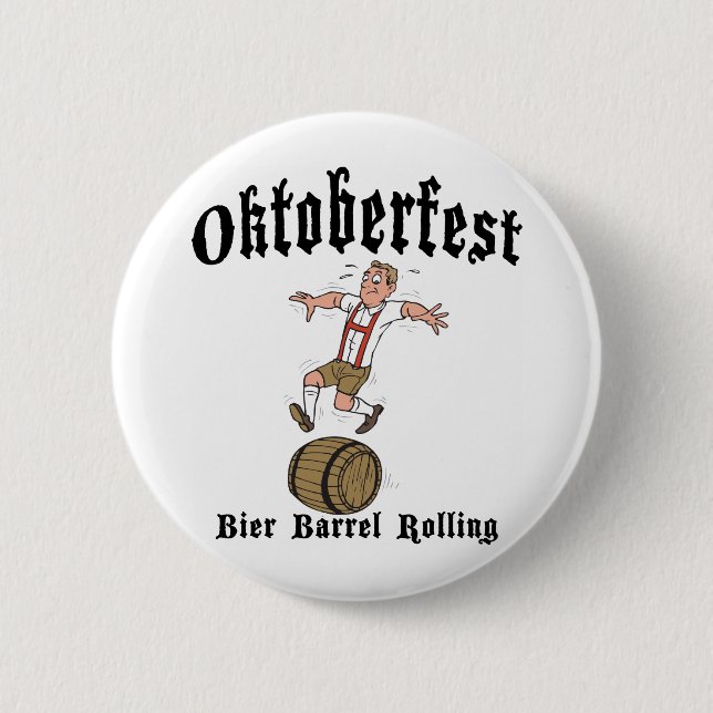 Bier Barrel Rolling Oktoberfest 2 Inch Round Button (Front)
