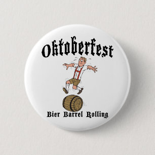 Bier Barrel Rolling Oktoberfest 2 Inch Round Button