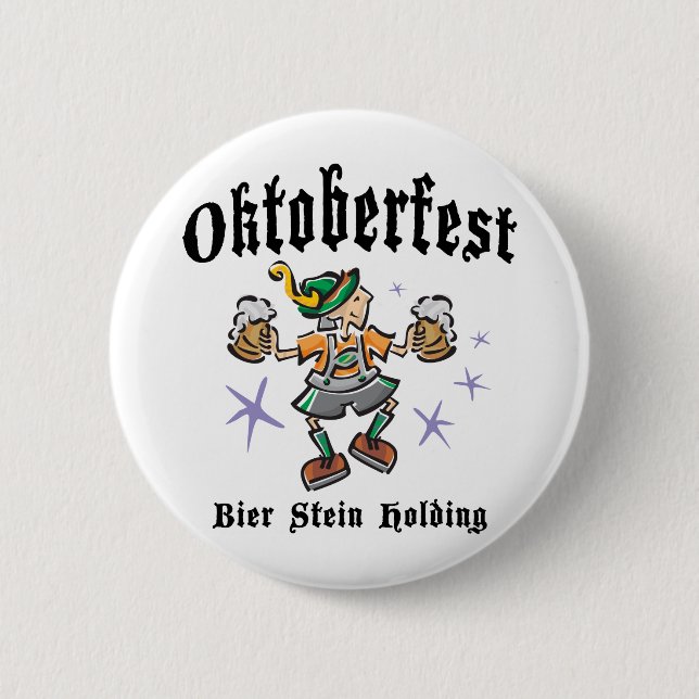 Bier Stein Holding Oktoberfest 2 Inch Round Button (Front)