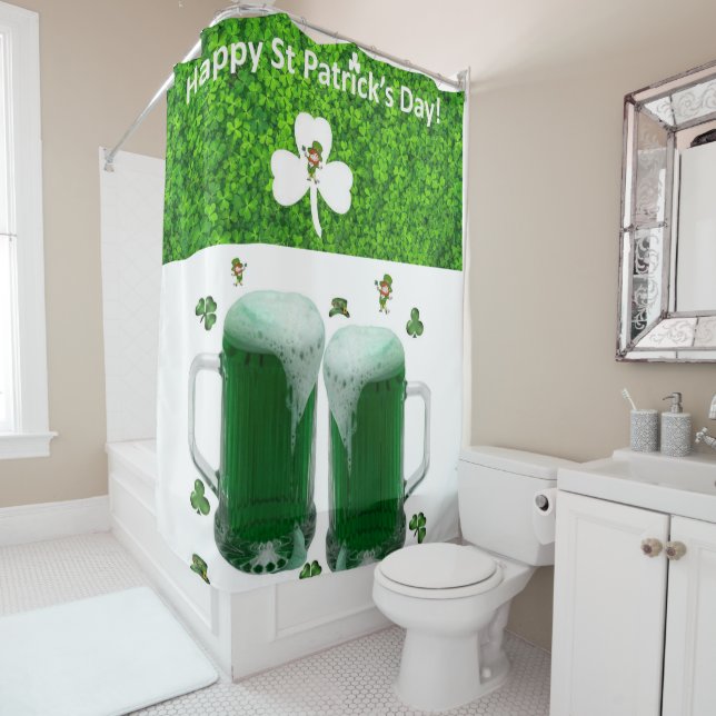 Bière à rideau de douche Saint Patrick (En situation)