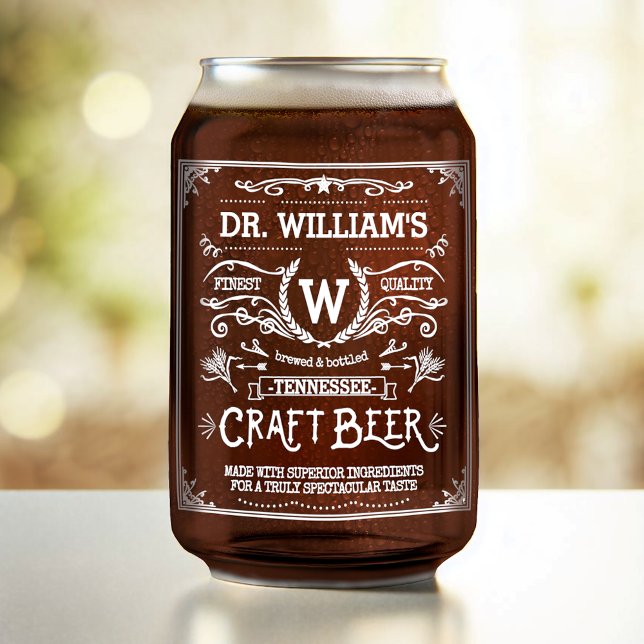 Bière artisanale Nom personnalisé Monogramme Vinta (Créateur téléchargé)