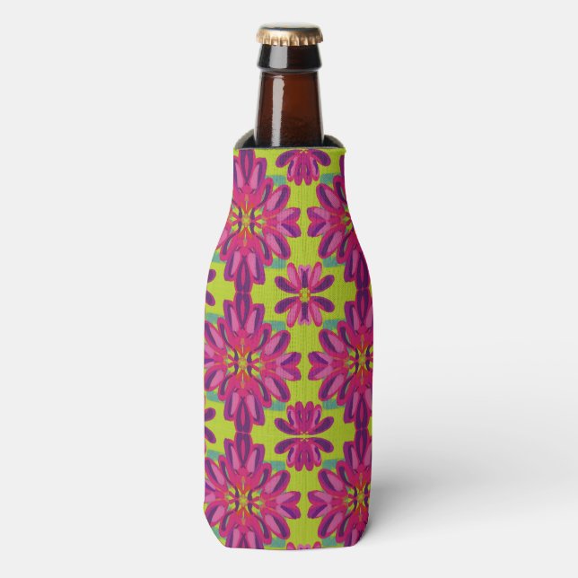 Bière bouteille Glacière Fleurs motif art (Bottle Devant)