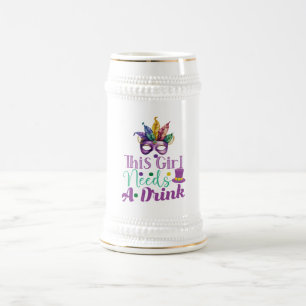 Bière Cette Fille A Besoin D'un Verre Mardi Gras Chope à