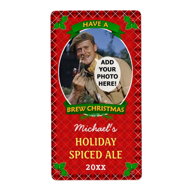 Bière de Noël Photo personnalisée Jacquard rouge (Devant)
