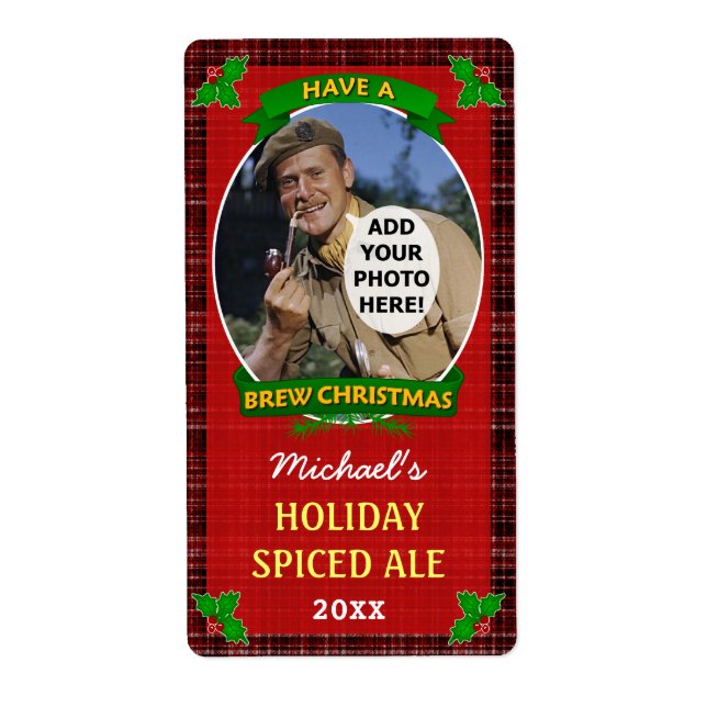 Bière de Noël Photo personnalisée Rouge Plaqué Hom (Devant)