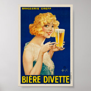 Biere Divette Poster vintage 1929