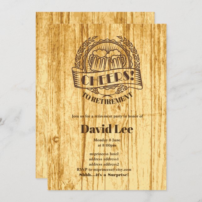 BIÈRE, encourage à la retraite, invitation (Devant / Derrière)