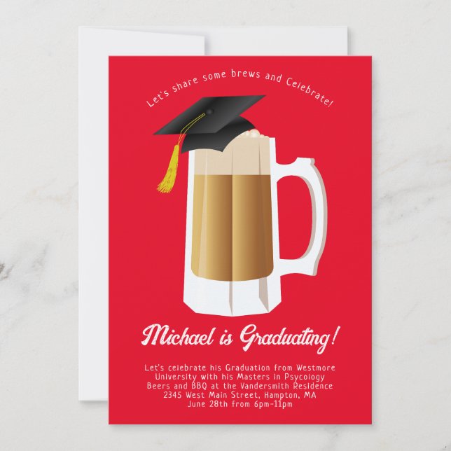 Bière et brasse BBQ Graduation Party Invitation (Devant)
