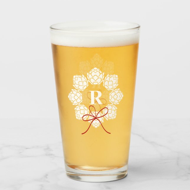 Bière Hops Noël Avec Monogramme Bière Verre (Devant (rempli))
