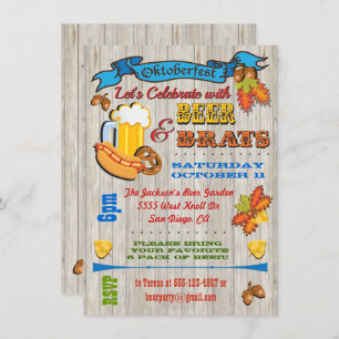 Bière rustique, Brats Octoberfest Invitations