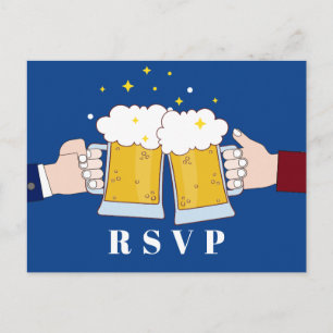 bière, thème bière, fête, carte postale RSVP