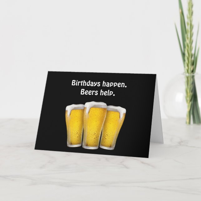 Bières d'anniversaire sur carte noire (Devant)