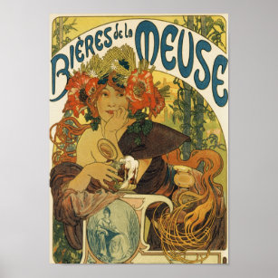 Bieres de La Meuse by Alfons Mucha - Poster