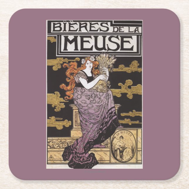 Bieres de la Meuse Promotional Poster Square Paper Coaster (Front)