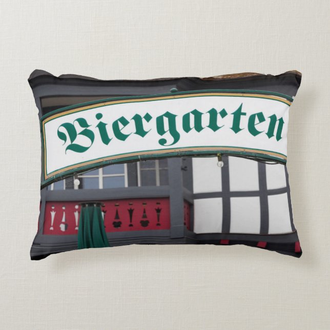 Biergarten sign, Germany Decorative Pillow (Front)