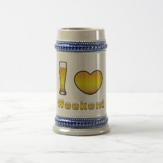 Bierkrug I LOVE WEEKEND Beer Stein