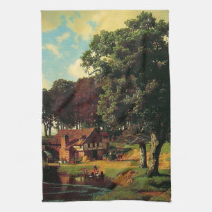 Bierstadt Albert, A Rustic Mill Kitchen Towel