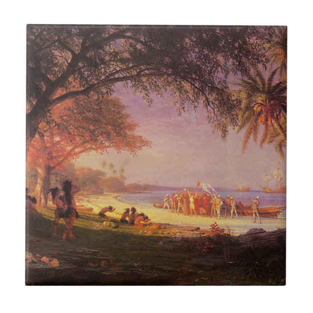 Bierstadt Albert, The Landing of Columbus Tile (Front)
