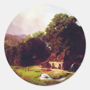 Bierstadt Albert The Old Mill Classic Round Sticker