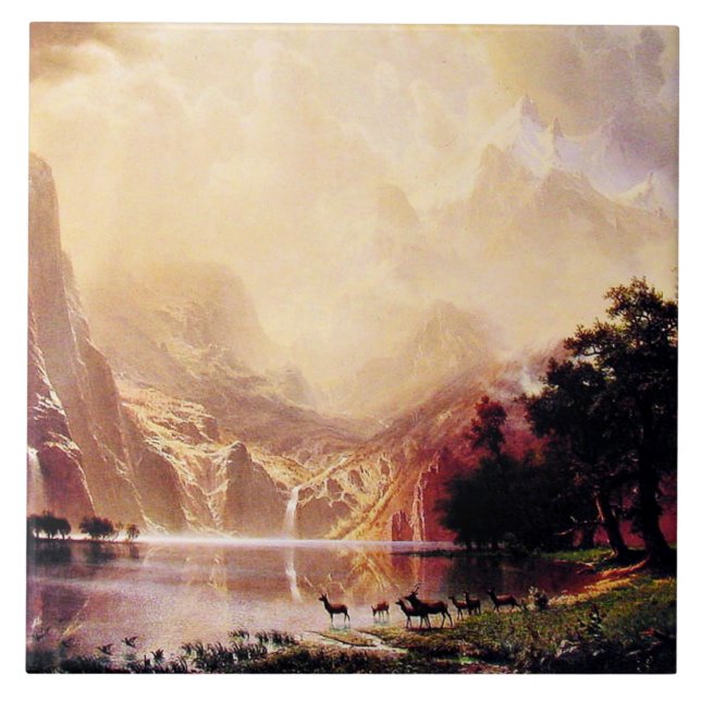 Bierstadt - Among the Sierra Nevada Mountains Tile (Front)