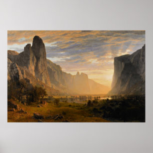 Bierstadt - Looking Down Yosemite Valley, fine art Poster