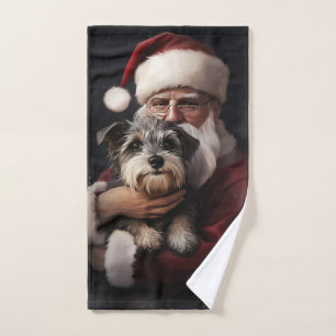 Biewer Terrier avec le Père Noël Noël Festif