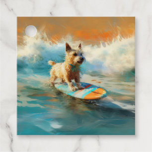 Biewer Terrier Beach Surfing Painting Favour Tags