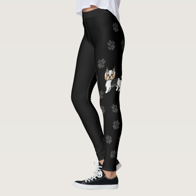 Biewer Terrier Biewer Yorkshire Terrier Dog & Paws Leggings (Left)