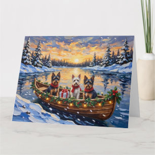 Biewer Terrier Christmas Boat Holiday Card