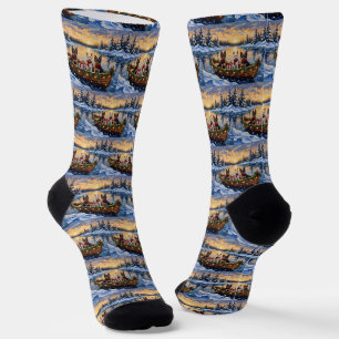 Biewer Terrier Christmas Boat Holiday Socks