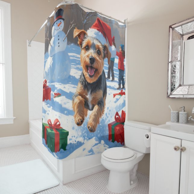 Biewer Terrier Christmas Festive Snow Scene  (In Situ)