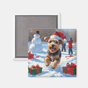Biewer Terrier Christmas Festive Snow Scene  Magnet