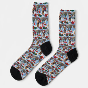 Biewer Terrier Christmas Festive Snow Scene  Socks