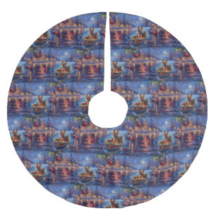 Biewer Terrier Christmas Festive Voyage Brushed Polyester Tree Skirt