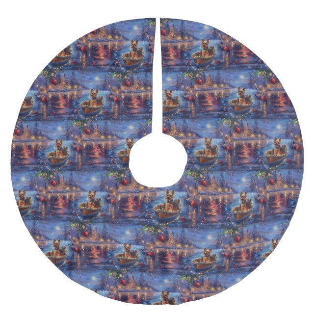 Biewer Terrier Christmas Festive Voyage Brushed Polyester Tree Skirt (Front)