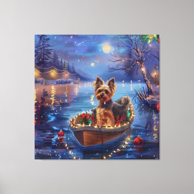 Biewer Terrier Christmas Festive Voyage Canvas Print (Front)
