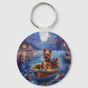 Biewer Terrier Christmas Festive Voyage Keychain